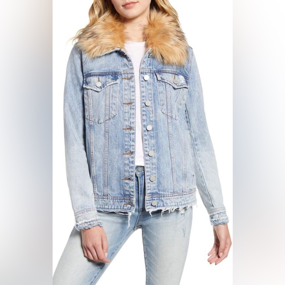 Blank NYC Detachable Fur Hood Denim Jacket